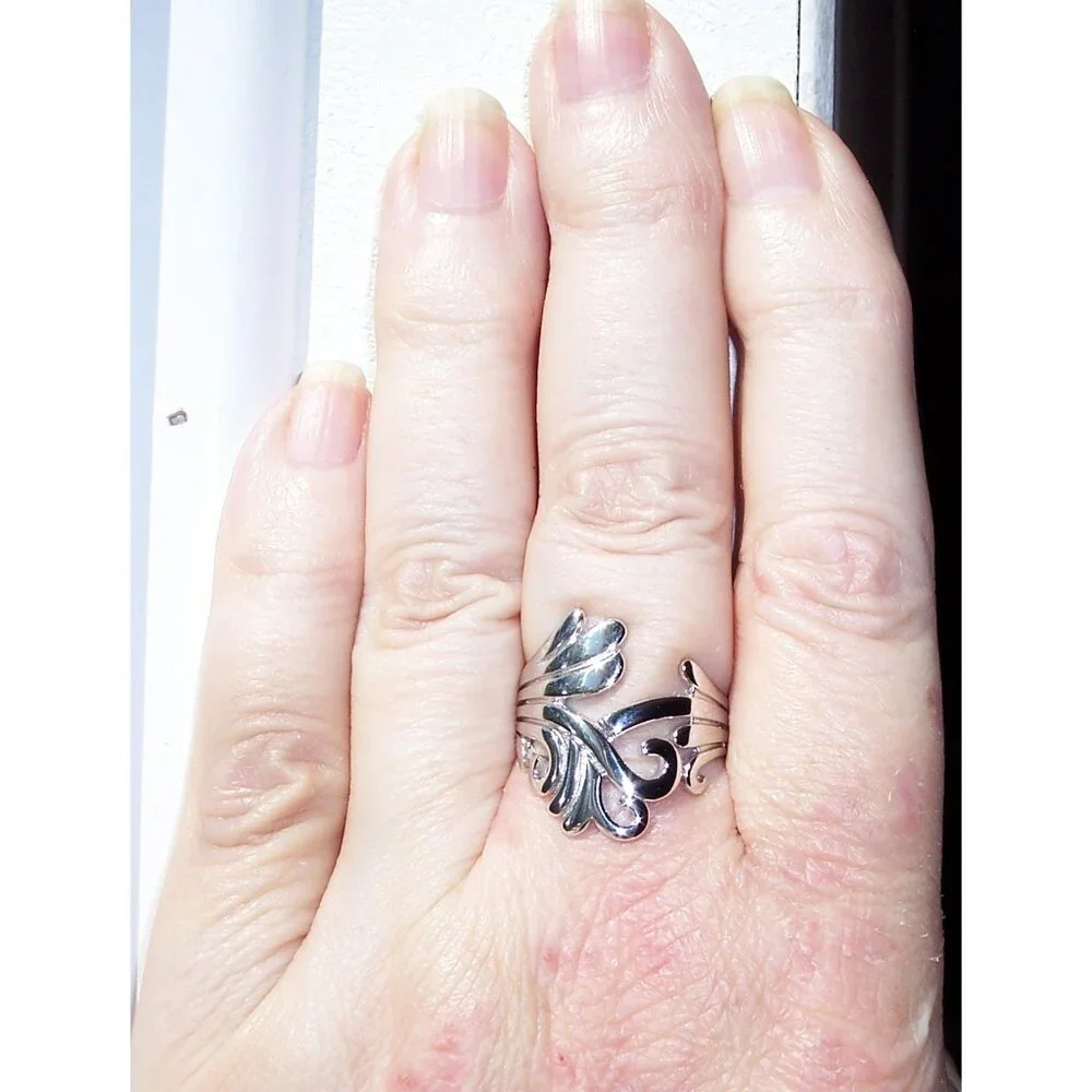 925 STERLING SILVER Waves Swirls Statement Ring - Picture 3 of 15